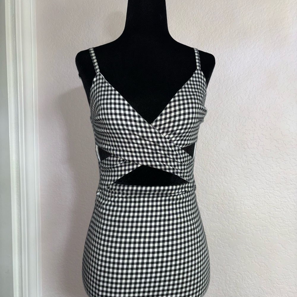 Windsor black & white gingham mini dress S